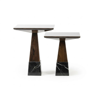 Living room table set 2x side table design coffee table wood furniture
