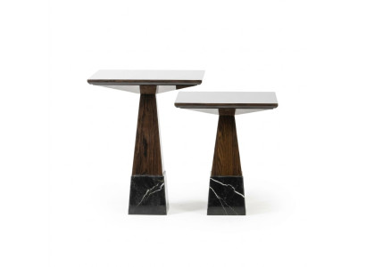 Living room table set 2x side table design coffee table wood furniture