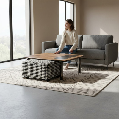 Complete Design Modern Coffee Table with Ottoman Living Room Furniture