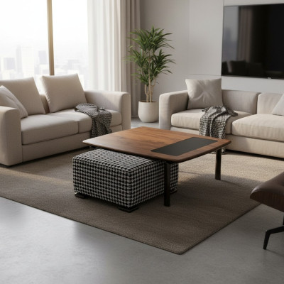 Complete Design Modern Coffee Table with Ottoman Living Room Furniture