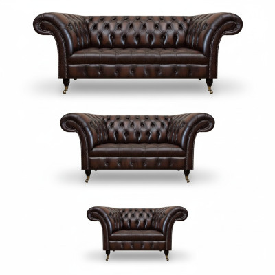 Living room upholstered furniture Chesterfield sofas couch leather luxury sofa set