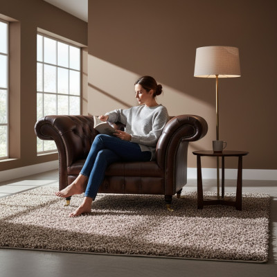 Luxury New Seat Living Room Brown Armchair Furniture Upholstery Chesterfield