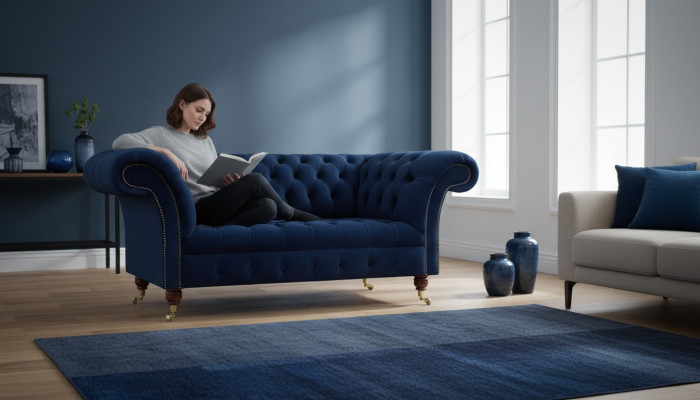 Living room sofa two-seater couch upholstered furniture Chesterfield design furniture