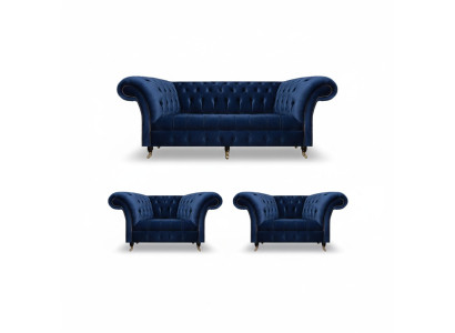 Chesterfield Luxury Furnishings 2x Armchairs Three-Seater Sofa Couch Living Room 3+1+1