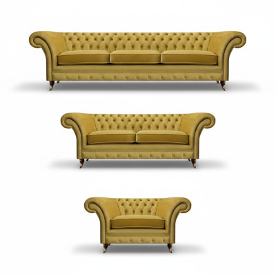 Chesterfield Sofa Set Luxury Complete Living Room Upholstered Furniture Arrangement