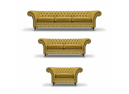 Chesterfield Sofa Set Luxury Complete Living Room Upholstered Furniture Arrangement