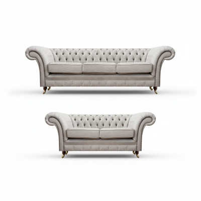 Luxury Set 2-piece Three-Seater with Two-Seater Sofas Chesterfield Upholstered Furniture Seat