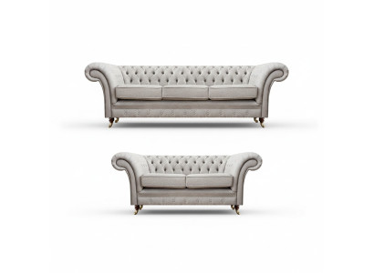 Luxury Set 2-piece Three-Seater with Two-Seater Sofas Chesterfield Upholstered Furniture Seat