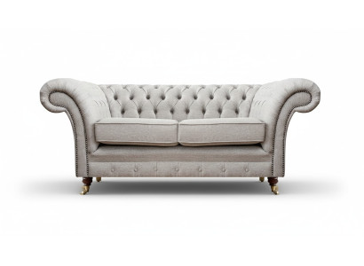 Upholstered Furniture Gray Two-Seater Sofa Couch Living Room Chesterfield