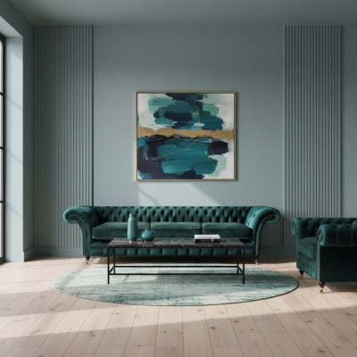 Luxury Complete Living Room Sofa Couch Three-Seater New Chesterfield Armchair