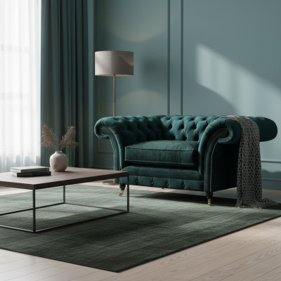Green Armchair New Living Room Furniture Upholstered Seat Chesterfield Upholstered Furniture