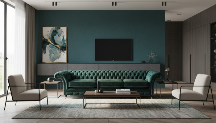 Chesterfield furniture living room sofa couch three-seater furnishing upholstered furniture