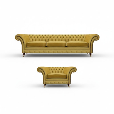Living room set sofa couch three-seater 3+1 armchair sofa suite Chesterfield