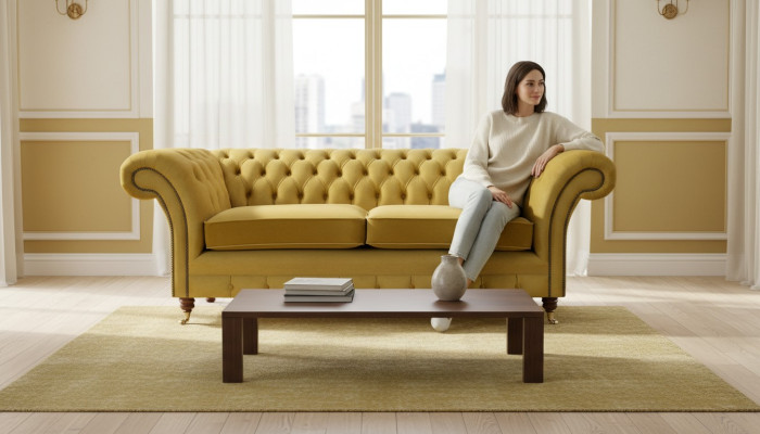 Luxury Sofa Two-Seater Textile Couch Living Room Chesterfield Upholstered Furniture