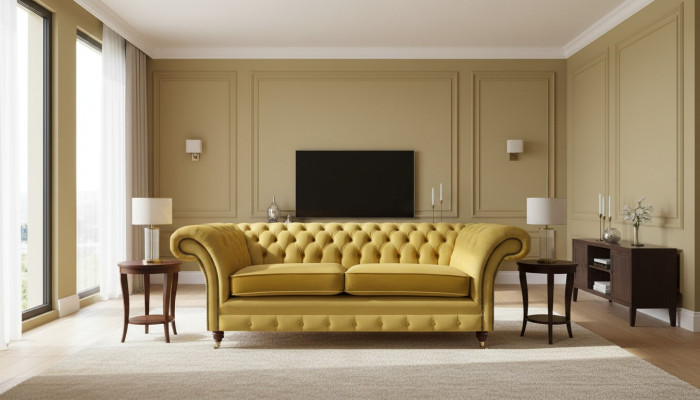 Luxury Sofa Two-Seater Textile Couch Living Room Chesterfield Upholstered Furniture