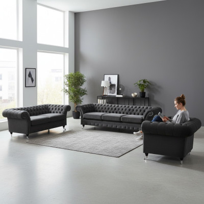 Sofa set sofas couches living room armchair Chesterfield furniture 3+2+1