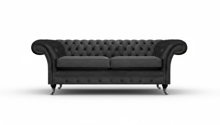 Luxury black sofa two-seater textile couch living room furniture Chesterfield