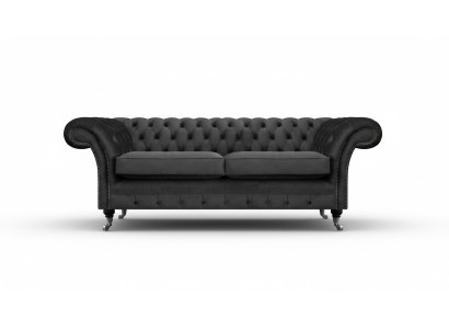 Luxury black sofa two-seater textile couch living room furniture Chesterfield