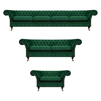 Upholstered Furniture Green Sofas Chesterfield Armchair Living Room 4+2+1 Sofa Set