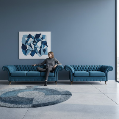 Chesterfield sofa suite textile sofa couches upholstery armchair living room