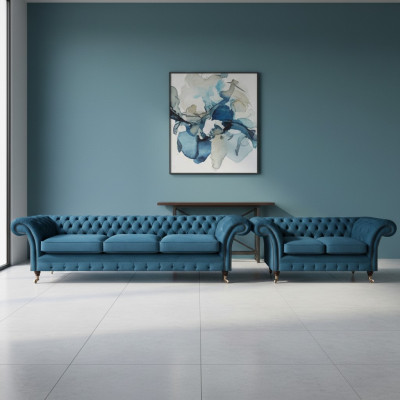 Chesterfield sofa suite textile sofa couches upholstery armchair living room
