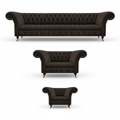 Complete living room set 3-piece sofa suite designer luxury upholstered furniture