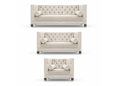 White sofa set textile sofa living room luxury 3+2+1 Chesterfield furniture