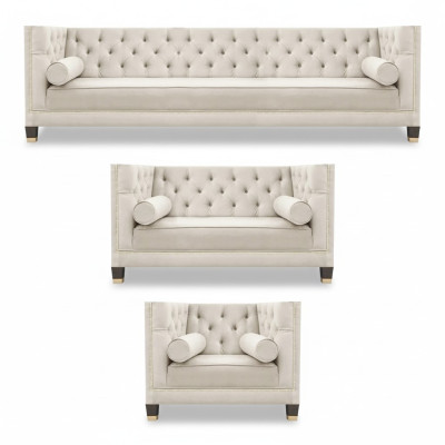 Upholstered Living Room Set Designer Sofa Set Luxury Textile Armchair New