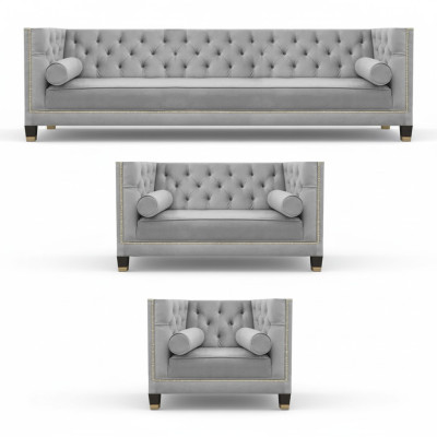 Designer sofa set, luxury leather living room sofas 4+2+1 sofa ensemble.