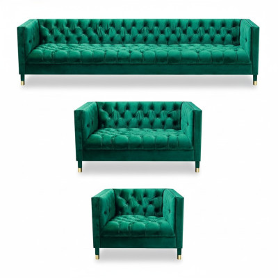 Chesterfield suite luxury furniture living room suite 3-piece upholstered fabric