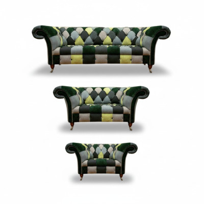 Chesterfield Living Room Modern Upholstered Furniture Sofa Set 3-piece 3+2+1