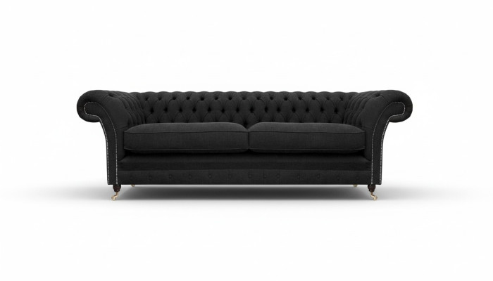 Upholstered Furniture Black Upholstered Sofa Designer Sofa Two-Seater Couch New Chesterfield