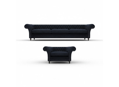 Designer set sofa three-seater sofa set armchair upholstered furniture new Chesterfield