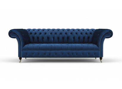 Blue Chesterfield Sofa Four-Seater Couch Designer Upholstered Furniture Living Room