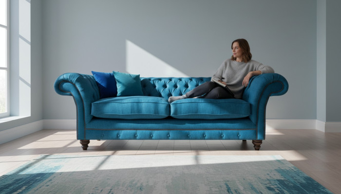 Living room textile sofa two-seater couch furniture seat furniture Chesterfield