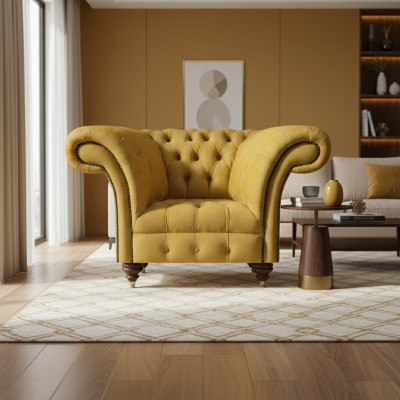 Chesterfield Modern Armchair Luxury Design Living Room Seating Furniture Textile New
