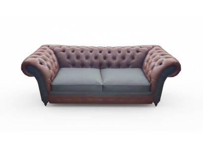 New luxury sofa couch two-seater brown leather living room chesterfield