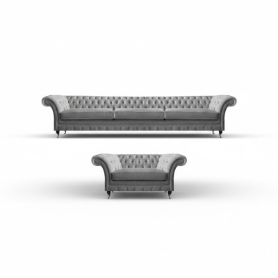 Suit Grey Furniture Sofa Set Sofa Three-Seater Luxury Armchair Chesterfield