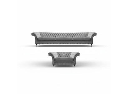 Suit Grey Furniture Sofa Set Sofa Three-Seater Luxury Armchair Chesterfield