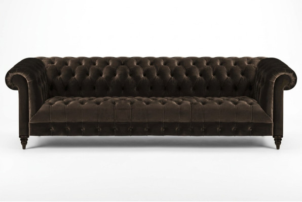 Chesterfield living room couch brown four-seater luxurious seating furniture