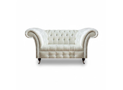 Chesterfield Living Room Couch Designer White Two-Seater Sofa Seating Furniture