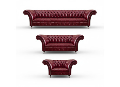 Dark red Chesterfield leather suite designer leather sofas couches