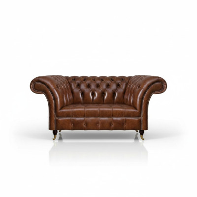 Chesterfield leather couch brown sofa living room designer leather furniture