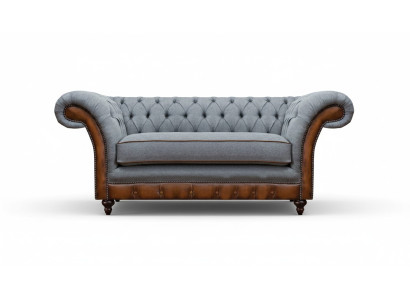 Luxurious Chesterfield Light Gray 2-Seater Upholstered Designer Furniture