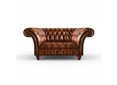 Noble Chesterfield Brown Leather Three-Seater Living Room Sofas New