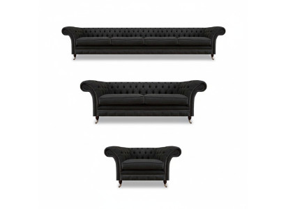 Black Chesterfield Sofa Set Designer Two-Seater Four-Seater Couch