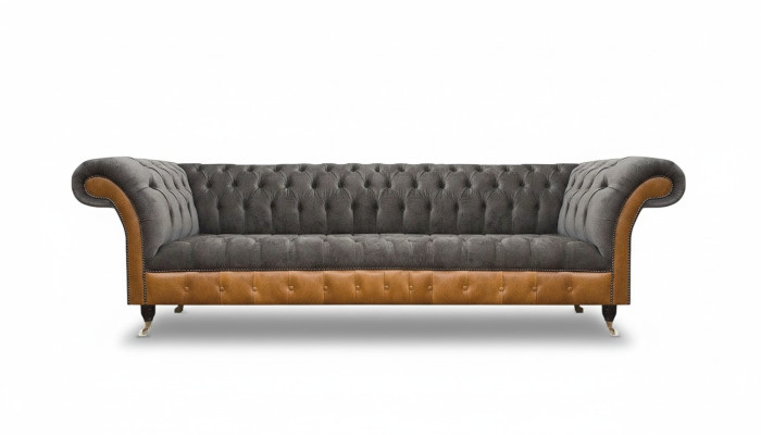 Luxurious Chesterfield 4-Seater Designer Four-Seater Textile Couch Sofas