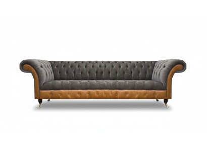 Luxurious Chesterfield 4-Seater Designer Four-Seater Textile Couch Sofas