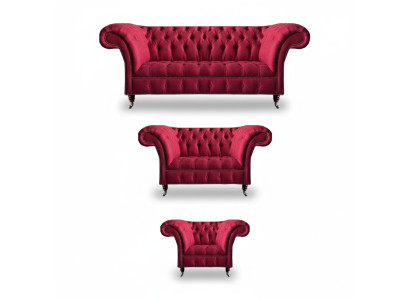 Noble Chesterfield Pink Sofa Set Living Room Designer Textile Couches