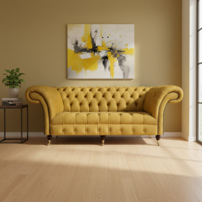 Chesterfield Luxury Furniture Three-Seater Sofa Couch Upholstered Sofa Living Room